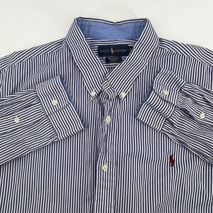 Polo Ralph Lauren Men's XXL Button Down Shirt Blue White Stripe Cotton Stretch